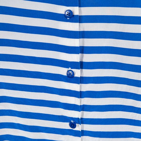 Ellen Tracy Women’s Silk Top Nautical Coastal Breton Stripes Seaside Casual 14 - Picture 5 of 8